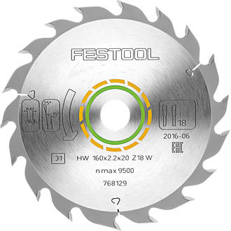 Image of Festool Wood/Plastic TCT Circular Saw Blade 160mm x 20mm 18T 