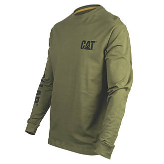 Image of CAT Trademark Banner Long Sleeve T-Shirt Chive Small 36-38" Chest 
