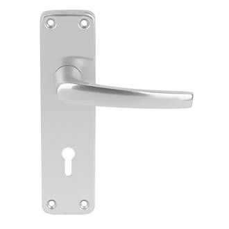 Image of Contract Fire Rated Lever Lock Door Handle Pair Satin Anodised Aluminium 