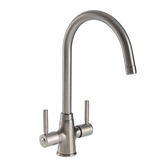 Image of Streame by Abode Rochelle Swan Dual Lever Mono Mixer Brushed Nickel 