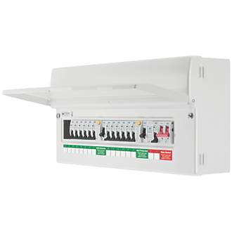 Image of British General Fortress 22-Module 12-Way Populated High Integrity Dual RCD Consumer Unit with SPD 