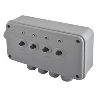 Image of British General IP66 13A 4-Gang 4-Way Weatherproof Outdoor Switched Power Controller with LED 