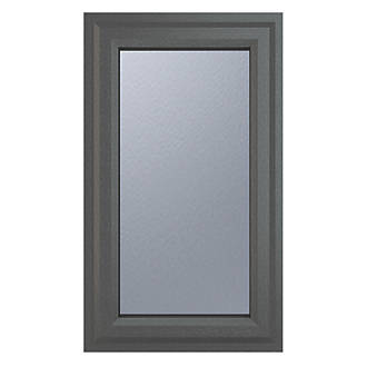 Image of Crystal Right-Hand Opening Obscure Triple-Glazed Casement Anthracite on White uPVC Window 610mm x 965mm 