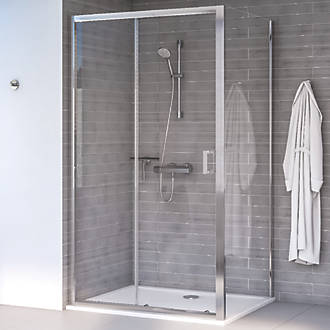 Image of Aqualux Edge 8 Rectangular Shower Enclosure Reversible Left/Right Opening Polished Silver 1000 x 800 x 2000mm 