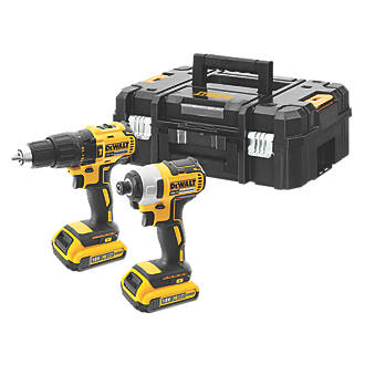 Image of DeWalt DCK2060D2T-SFGB 18V 2 x 2.0Ah Li-Ion XR Brushless Cordless Combi Drill and Impact Driver Twin Pack 