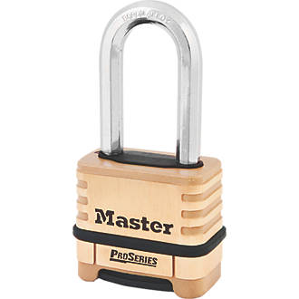 Image of Master Lock 1175DLH Brass Weatherproof Combination Long Shackle Padlock Brass 58mm 