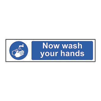 Image of 'Now Wash Your Hands' Sign 50mm x 200mm 