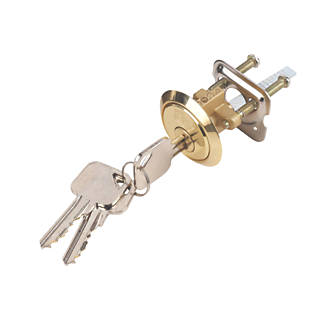 Image of Smith & Locke Fire Rated Replacement Night Latch Rim Cylinder Polished Brass 43mm 