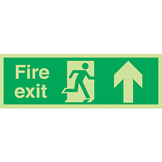 Image of Nite-Glo "Fire Exit" Up Arrow Sign 150 x 450mm 