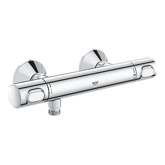 Image of Grohe Precision Flow Exposed Thermostatic Bar Mixer Shower Valve Fixed Chrome 
