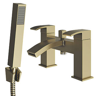 Image of ETAL Kinlin Deck-Mounted Bath Shower Mixer Tap Brushed Brass 