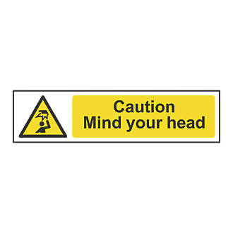 Image of 'Caution Mind Your Head' Sign 50mm x 200mm 