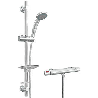 Image of Cassellie SRV001 HP/Combi Flexible Exposed Chrome Thermostatic Bar Mixer Shower 