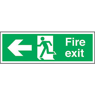 Image of Non Photoluminescent "Fire Exit" Left Arrow Sign 150mm x 450mm 