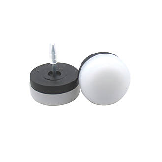Image of White Round Pinned Nail-In Glides 22mm x 22mm 40 Pack 