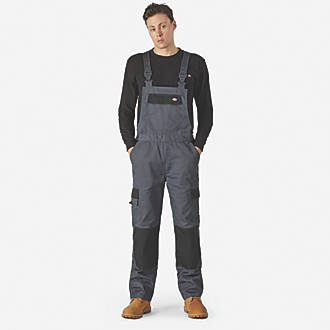 Image of Dickies Everyday Bib & Brace Boiler Suit/Coverall Grey/Black Small 30-32" W 31" L 