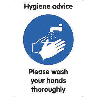 Image of 'Please Wash Your Hands Thoroughly' Hygiene Sign 297mm x 210mm 10 Pack 
