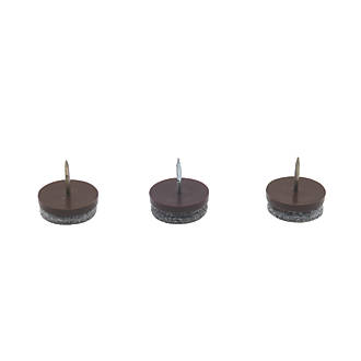 Image of Brown Round Pinned Felt Pads 24mm x 24mm 40 Pack 