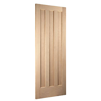 Image of Jeld-Wen Aston Unfinished Oak Veneer Wooden 3-Panel Internal Door 2040mm x 826mm 