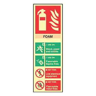 Image of Photoluminescent "Fire Extinguisher Foam" Sign 300mm x 100mm 