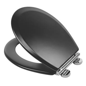 Image of Croydex Lene Soft-Close with Quick-Release Toilet Seat Moulded Wood Black 