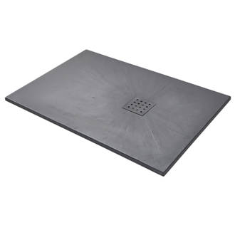 Image of The Shower Tray Company Rectangular Shower Tray Grey Slate-Effect 1200 x 900 x 27mm 