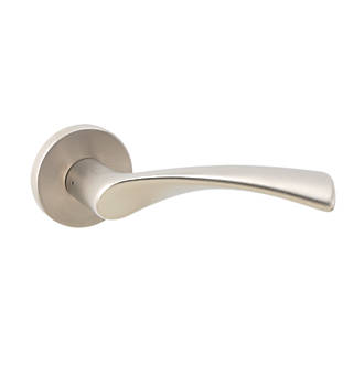 Image of Easy Click Atlas Fire Rated Fast & Simple Lever on Rose Handle Pair Satin Nickel 