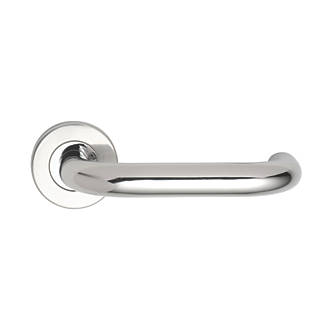 Image of Eurospec Safety Fire Rated Safety Lever on Rose Pair Polished Stainless Steel 