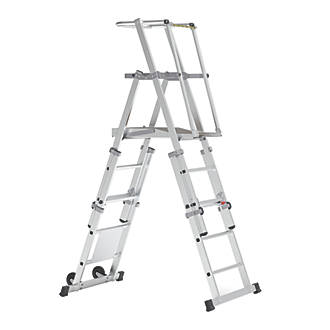 Image of Boss Teleguard Plus 4 to 6 Rung Aluminium & Steel Telescopic Platform Ladder 2.37m 