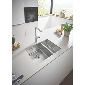 Image of Grohe K700U Left Handed 1.5 Bowl Stainless Steel Undermount Sink 595mm x 450mm 