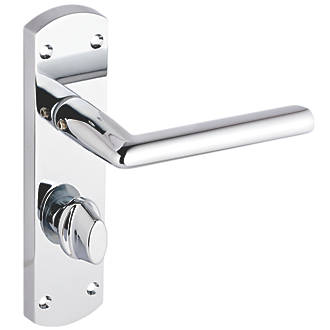 Image of Smith & Locke Crane Fire Rated WC Door Handles Pair Polished Chrome 