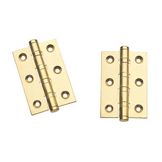 Image of Smith & Locke Polished Brass Ball Bearing Hinges 75mm x 50.8mm 2 Pack 