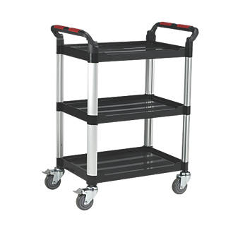 Image of Silver & Black Premium 3-Shelf Trolley 