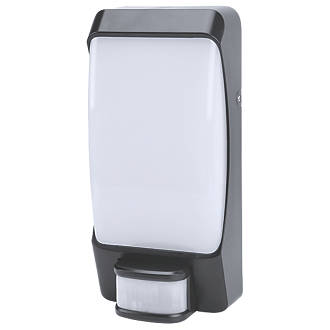 Image of LAP Indoor & Outdoor Square LED Bulkhead With PIR Sensor Black 12W 800lm 