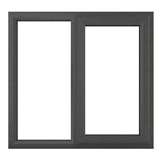 Image of Crystal Right-Hand Opening Clear Triple-Glazed Casement Anthracite on White uPVC Window 1190mm x 1190mm 