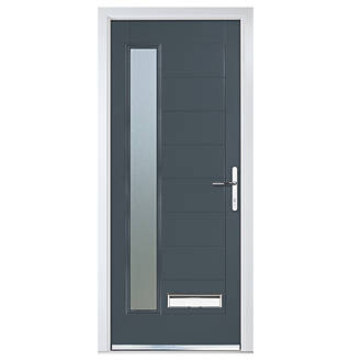 Image of Crystal Ladder 1-Light Left or Right-Handed Anthracite Grey Composite Front Door 2055mm x 920mm 