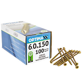 Image of Optimaxx PZ Countersunk Wood Screws 6mm x 150mm 100 Pack 