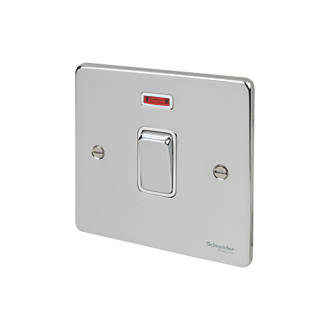 Image of Schneider Electric Ultimate Low Profile 20AX 1-Gang DP Control Switch Polished Chrome with Neon with White Inserts 