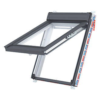 Image of Keylite Manual Top-Hung Grey & White Timber Roof Window Clear 780mm x 1180mm 