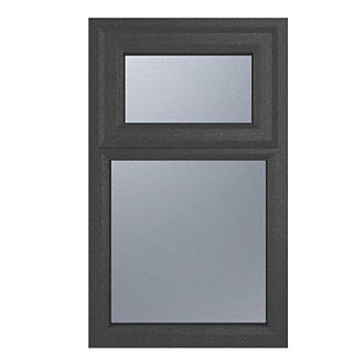 Image of Crystal Top Opening Obscure Double-Glazed Casement Anthracite on White uPVC Window 610mm x 1040mm 
