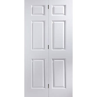 Image of Jeld-Wen Bostonian Primed White Wooden 6-Panel Internal Bi-Fold Door 1950mm x 595mm 