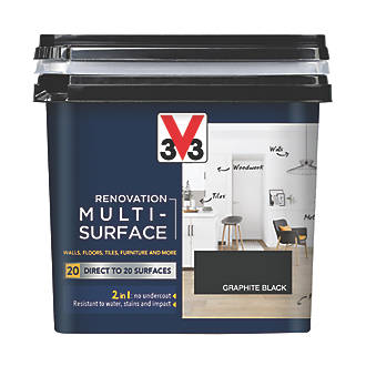 Image of V33 Satin Graphite Black Acrylic Renovation Multi-Surface Paint 750ml 