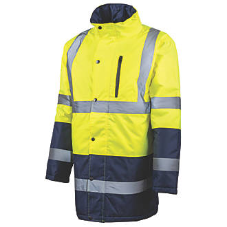 Image of Tough Grit Hi-Vis Waterproof Jacket Yellow / Navy Small 48" Chest 