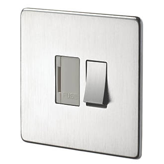 Image of Crabtree Platinum 13A Switched Fused Spur Satin Chrome with White Inserts 
