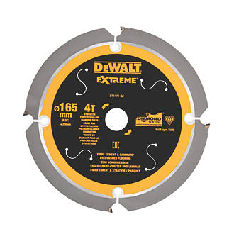 Image of DeWalt EXTREME Fibre Cement Diamond Tooth Circular Saw Blade 165mm x 20mm 4T 
