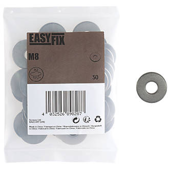 Image of Easyfix A2 Stainless Steel Washers M8 x 1.4mm 50 Pack 