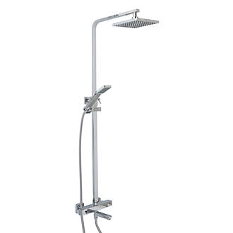 Image of Highlife Bathrooms Galston Exposed Thermostatic BSM Shower Kit Contemporary Square Design Chrome Finish 