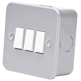 Image of 10AX 3-Gang 2-Way Metal Clad Switch with White Inserts 