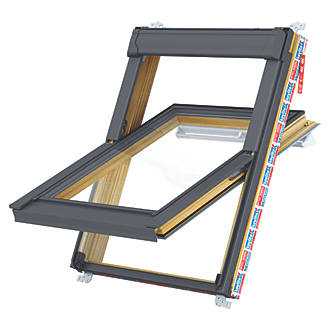 Image of Keylite Manual Centre-Pivot Grey & Pine Timber Roof Window Clear 780mm x 1180mm 