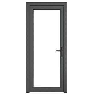 Image of Crystal Fully Glazed 1-Clear Light Left-Hand Opening Anthracite Grey uPVC Back Door 2090mm x 840mm 